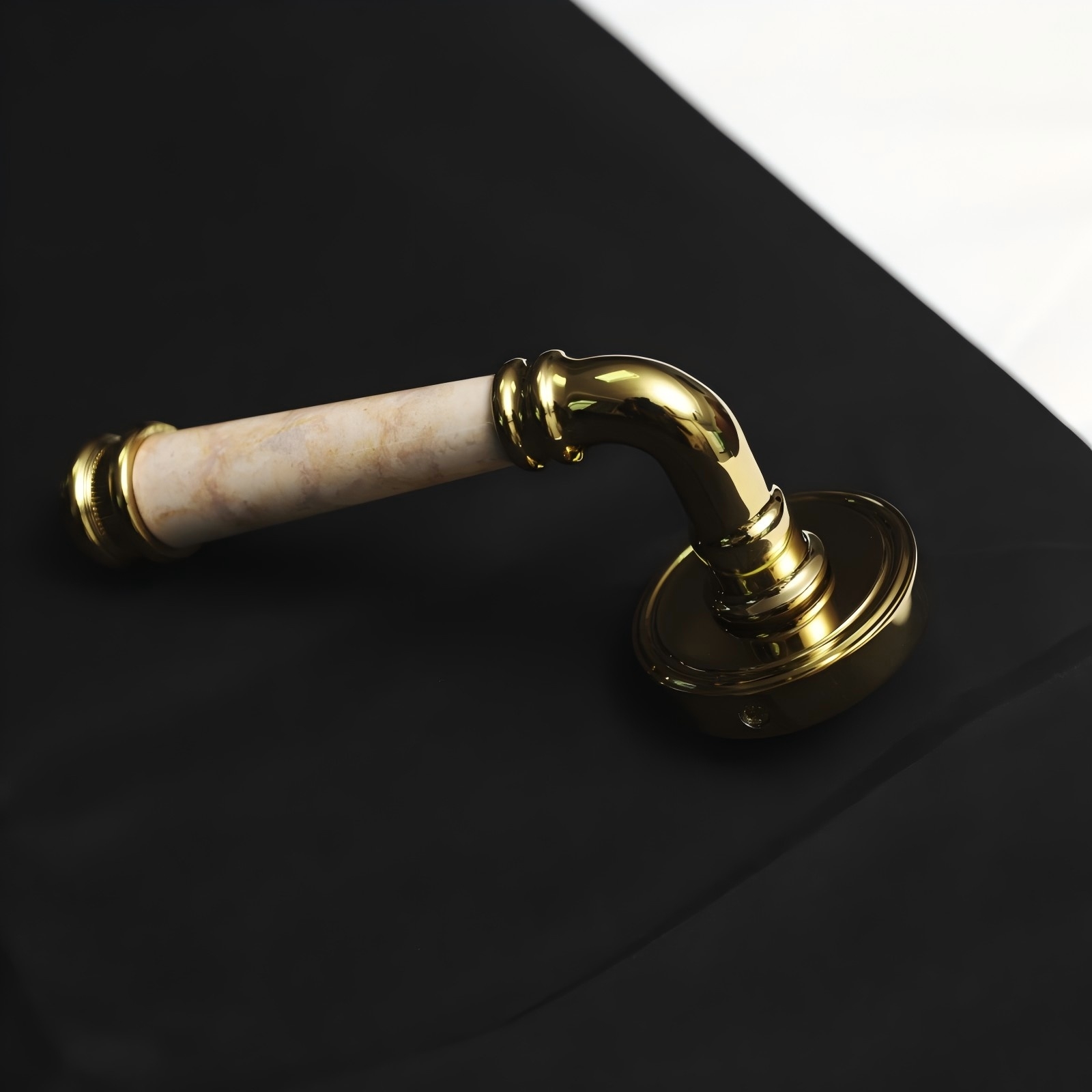 Brass + Marble Mechanical Lever Silent Door lock